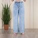 Light Blue Washed Soft Denim Wide Leg Pants High Waisted Elastic Drawstring Hip Covering Slimming Casual Long Trousers for Women_mkmklike.com