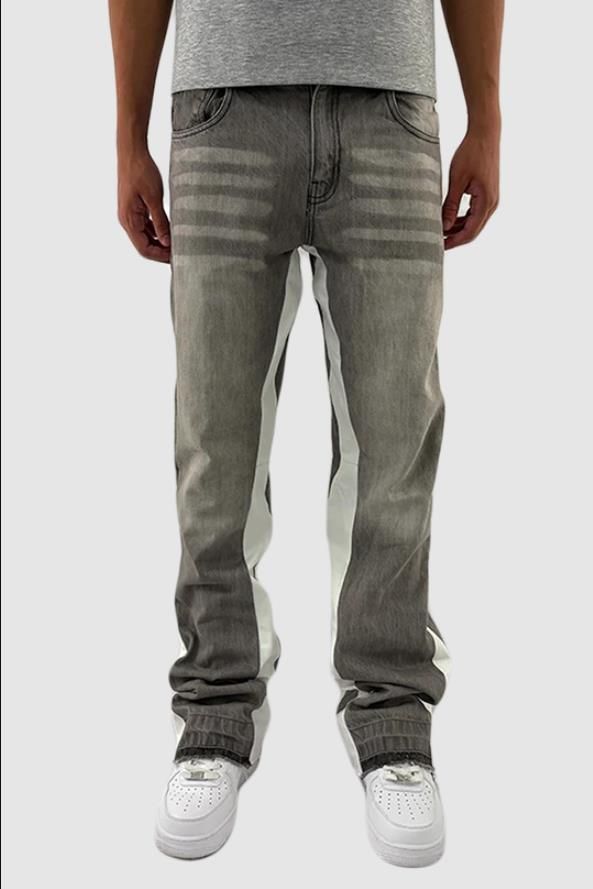 Vintage Patchwork Denim Jeans For Men – Distressed Washed Straight-Leg Hip-Hop Pants With Raw Hem & Streetwear Style_mkmklike.com