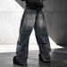 Men's Clothing Men's Distressed Washed Jeans – Oversized Straight-Leg Denim Pants With Hand-Painted Details (Low-Rise, Non-Stretch, S-3XL)_mkmklike.com