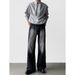 Light Blue Wide Leg Jeans Men's Trendy Loose Straight Leg Drape Trousers mid Waist Zipper Fly Cotton Spring Summer New_mkmklike.com