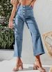 Women Jeans Washed Straight Pants Denim High Waist Pockets Stretch Buttons Basics Ankle Length Trousers 2025 Vintage Denims_mkmklike.com