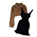 Women's Retro High Waist Short Jacket Denim Jacket Women's Two-piece Suit Waist Slimming Vest Hip Dress Autumn_mkmklike.com