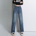Women's High-Waisted Pear Shaped Wide Leg Jeans Retro Straight Fit Floor-Length Slimming Denim For Spring And Autumn_mkmklike.com