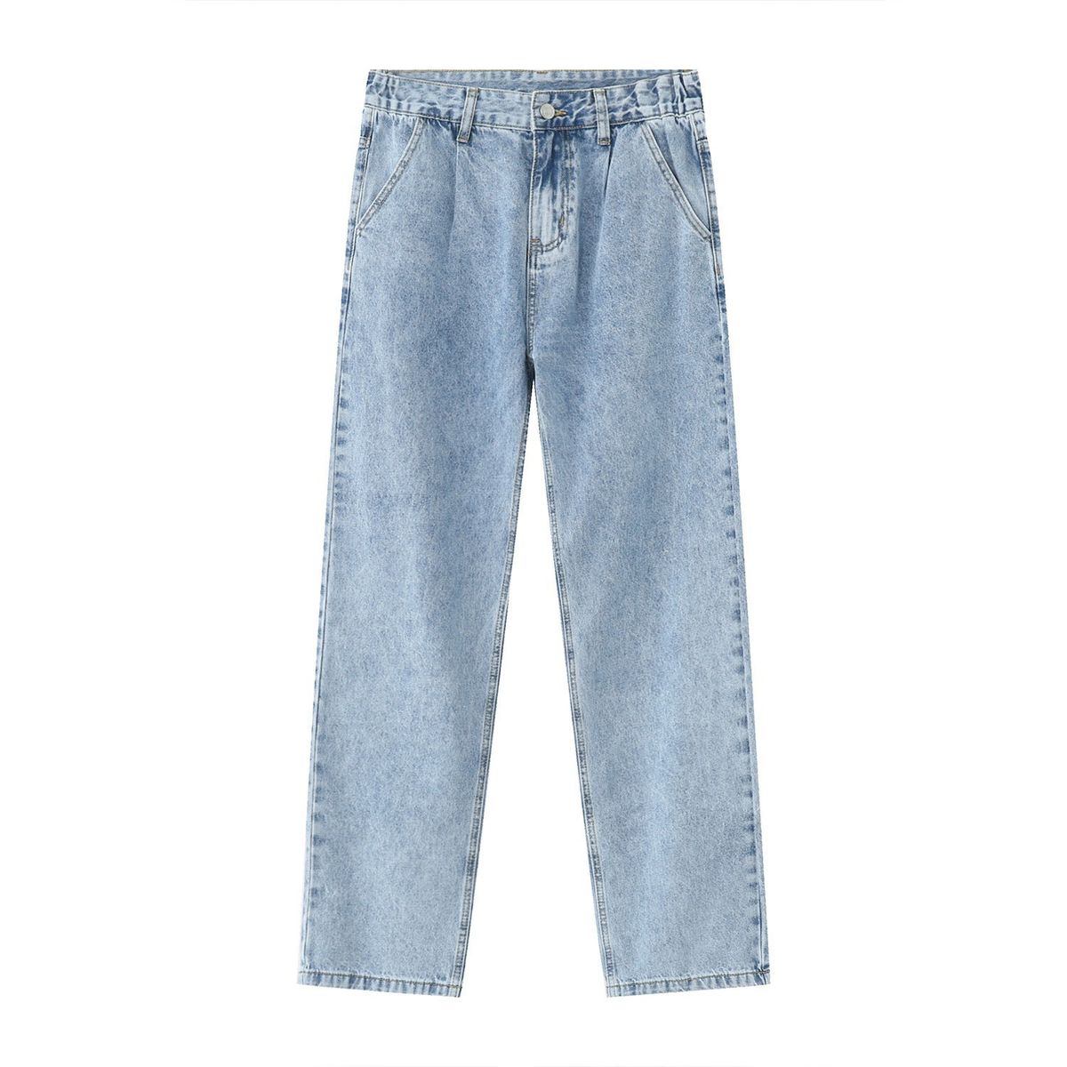 EF JEANS | 2023 New Product, Thin Casual Denim Trousers For Men And Women Elastic Waist Light Blue Retro Trendy Versatile_mkmklike.com