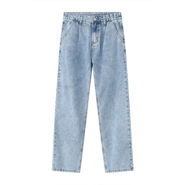 EF JEANS | 2023 New Product, Thin Casual Denim Trousers For Men And Women Elastic Waist Light Blue Retro Trendy Versatile_mkmklike.com