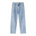 EF JEANS | 2023 New Product, Thin Casual Denim Trousers For Men And Women Elastic Waist Light Blue Retro Trendy Versatile_mkmklike.com