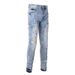 European And American Trendy Brand Men's Ripped Jeans Men's Slim-fitting Graffiti Street Trendy Black Cat Beard Crumpled Heavy Industry Ripped Pants_mkmklike.com