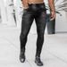 New Men's Trend Black Slim High Waist Denim Slim-Fit Pants For Men_mkmklike.com