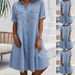 Women's Clothing Denim Dress Solid Color Plus Size Dress Plus Size Denim Dress – Oversized Cotton Shirt Dress (Light Blue, Dark Blue, Black)_mkmklike.com
