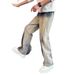 Men's Streetwear Straight Leg Jeans - Heavyweight Washed Denim Pants With Vintage Look (Yellowish Blue, S-Xxxl)_mkmklike.com