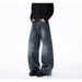 Men's Clothing Men's American Retro Washed Distressed Jeans Loose Casual Street Style Floor Length Trendy Trousers Menswear_mkmklike.com