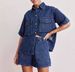 K European And American Retro Casual Loose Pocket Short-sleeved Shirt Shorts Denim Two-piece Set_mkmklike.com