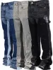 Y2k Men Painting Baggy 2024 Fashion Work Wear Popular Stretch Patch Denim Stacked Flare Jeans PantsX241009_mkmklike.com