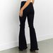 Women's Clothing Black Stretch Flared Jeans With Distressed Hem & Fringe – Slim Fit Mid-Rise Vintage Denim (S-XXL)_mkmklike.com