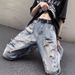 American Street Ripped Jeans Men's Design Sense Niche High Street Pants Trendy Brand Summer New Beggar Pants_mkmklike.com