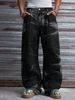 Men's Summer Wide Leg Pants Tie Dye Washed Jeans Loose Floor Length Trousers Street Style_mkmklike.com