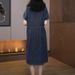 ELLE Denim For Women Summer New Fashion Plus Size Slimming Loose Belly Covering Casual Elegant Shirt Dress_mkmklike.com