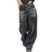 Women’s Clothing large size black wide leg jeans hip hop street ins loose jeans women_mkmklike.com