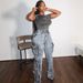 Women’s High-Waisted Straight-Leg Jeans – Multi-Pocket Utility Denim Pants, Vintage Wash (S-XXXL, Blue & Grey)_mkmklike.com
