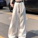 White Wide-leg Jeans Women's Trend Versatile New High-waisted Thin Pleated Lazy Drape Straight Floor-mopping Trousers_mkmklike.com