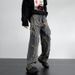 New Environmentally Friendly Fabric Jeans Men's American Retro Big Pocket Rough Edge Old Washed High Street Tooling Wide Leg Trousers_mkmklike.com