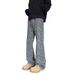 Men's Casual Vintage Letter Jacquard Jeans - Straight Leg Comfort Fit Polyester Denim Pants For Spring & Summer_mkmklike.com