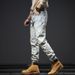 Men's Distressed Washed Jeans - Vintage Light Blue Ripped Slim Straight Denim Pants With Artistic Splatter & Stretch Comfort_mkmklike.com