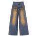 Vintage Distressed Rivet Wide-leg Jeans For Women, Autumn And Winter, Stylish, Loose, Slimming, Straight-leg,_mkmklike.com