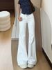 White Flared Jeans For Women, New Elastic Versatile High Street Style, High-waisted Slimming Wide-leg Bootcut_mkmklike.com