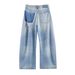 Women's Distressed Mid-Rise Relaxed Fit Wide-Leg Jeans, Ripped Denim Pants For Casual Street Style Comfortable Mid-Rise Relaxed Waistband_mkmklike.com