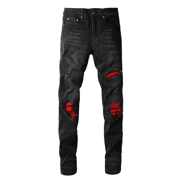 Men's Clothing European And American Men's Street Fashion Brand Ripped Patch Men's Jeans Slim High Street Fashion Skinny 886_mkmklike.com