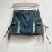 Summer New American Style Side Pocket Tie Hole Denim Miniskirt Low Waist Hip Hot Girl Outfit Trend_mkmklike.com