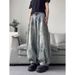 Women's American Retro Ripped Jeans High Street Design Loose Wide Leg Drape Pants Trendy Summer Hot Girl Clothing_mkmklike.com