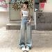 In-stock American Retro Low-waist Loose Wide-leg Pants, Versatile Floor-length Straight Jeans Women, Available For_mkmklike.com