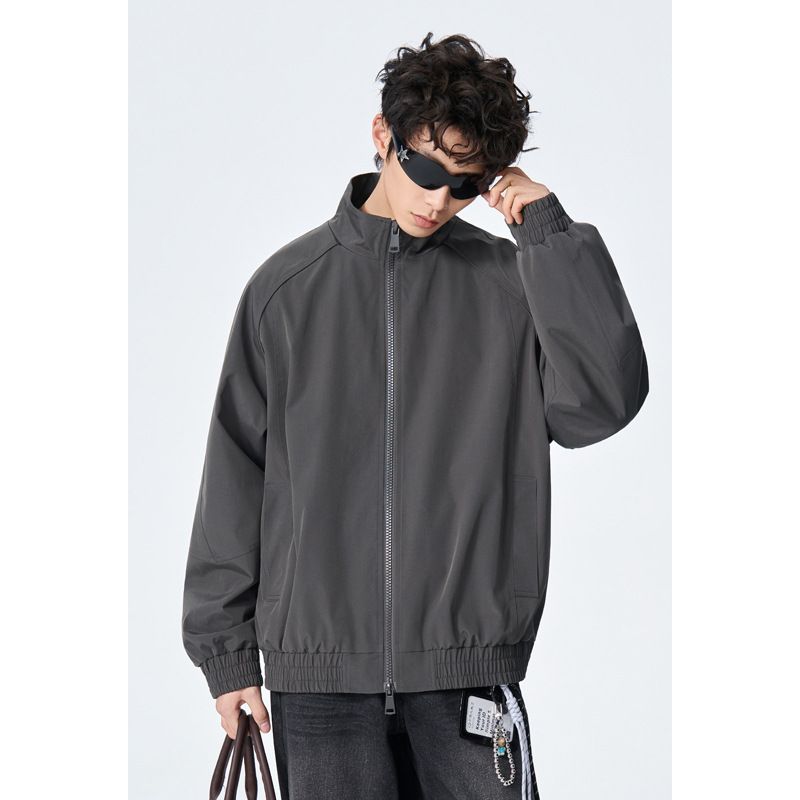 Cleanfit Deconstructed Stand-up Collar Bomber For Men, American Style Short Baseball With A Structured Shoulder_mkmklike.com