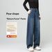 Fleece-lined Thickened Wide-leg Curved Jeans Plus-size, Petite Women, Autumn And Winter Thick Pants For Women_mkmklike.com