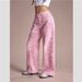 Women's Low Rise Washed Loose Fitting Straight Leg Pink Leopard Print Jeans for Cross Border E-commerce Wholesale Export_mkmklike.com
