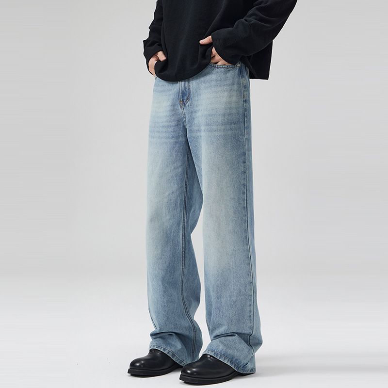 Men's Clothing Light Color Flared Jeans Slim Versatile Mopping Pants_mkmklike.com