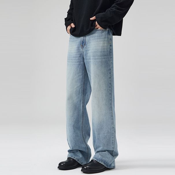 Men's Clothing Light Color Flared Jeans Slim Versatile Mopping Pants_mkmklike.com