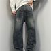 Men's Plus Size Loose Straight Leg Jeans Autumn Washed Style Trendy Wide Leg Curved Blade Pants Mid Waist Slight Stretch_mkmklike.com