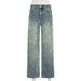 Women's Clothing Casual Streetwear Snake Print High-Waisted Jeans – Women’s Stretch Denim Pants With Washed Effect & Straight Leg (S-L, Blue)_mkmklike.com
