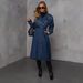 Women's Elegant Denim Trench Coat European American Style Spring Autumn Fashionable Casual Mid-Length Coat_mkmklike.com