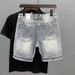 Men's Clothing Summer Thin Fashion Ripped Patch Denim Shorts Men's Trendy Brand All Match Cat Whisker Distressed Beggar Five Point Pants_mkmklike.com