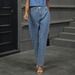 Women's Washed Pearl Denim Straight Leg Pants – Classic High Waist Trousers For Casual & Office Wear_mkmklike.com