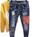 Patchwork Jeans Men's Unique Trendy Vintage Motorcycle Riding Slim Fit Skinny Pants Men_mkmklike.com