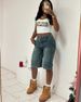 Women's Casual Denim Shorts - Retro Washed Loose Fit Straight Leg Summer Jeans For Women_mkmklike.com