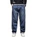 Men's Summer Thin Style Patchwork Jeans Loose Plus Size Breathable Ice Silk Wide Leg Pants Mid Waist Fashionable Long Trousers_mkmklike.com
