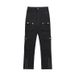 Men's High-Street Utility Cargo Jeans - Multi-Pocket Button-Fly Straight Fit Stacked Hem Pants_mkmklike.com