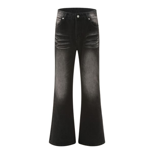 American Flared Jeans Hippie Trendy Vibe Style Niche Casual Men's Washed And Distressed Long Pants_mkmklike.com