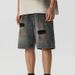 Men's Distressed Vintage Denim Shorts – American Retro Washed-Out 5-Inch Inseam Straight Cut With Rust & Ripped Details (Sizes M-4XL)_mkmklike.com
